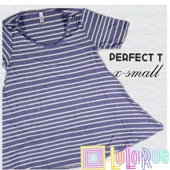 Nwt LuLaRoe Blue Striped Perfect T Sz. XS - Picture 1 of 1